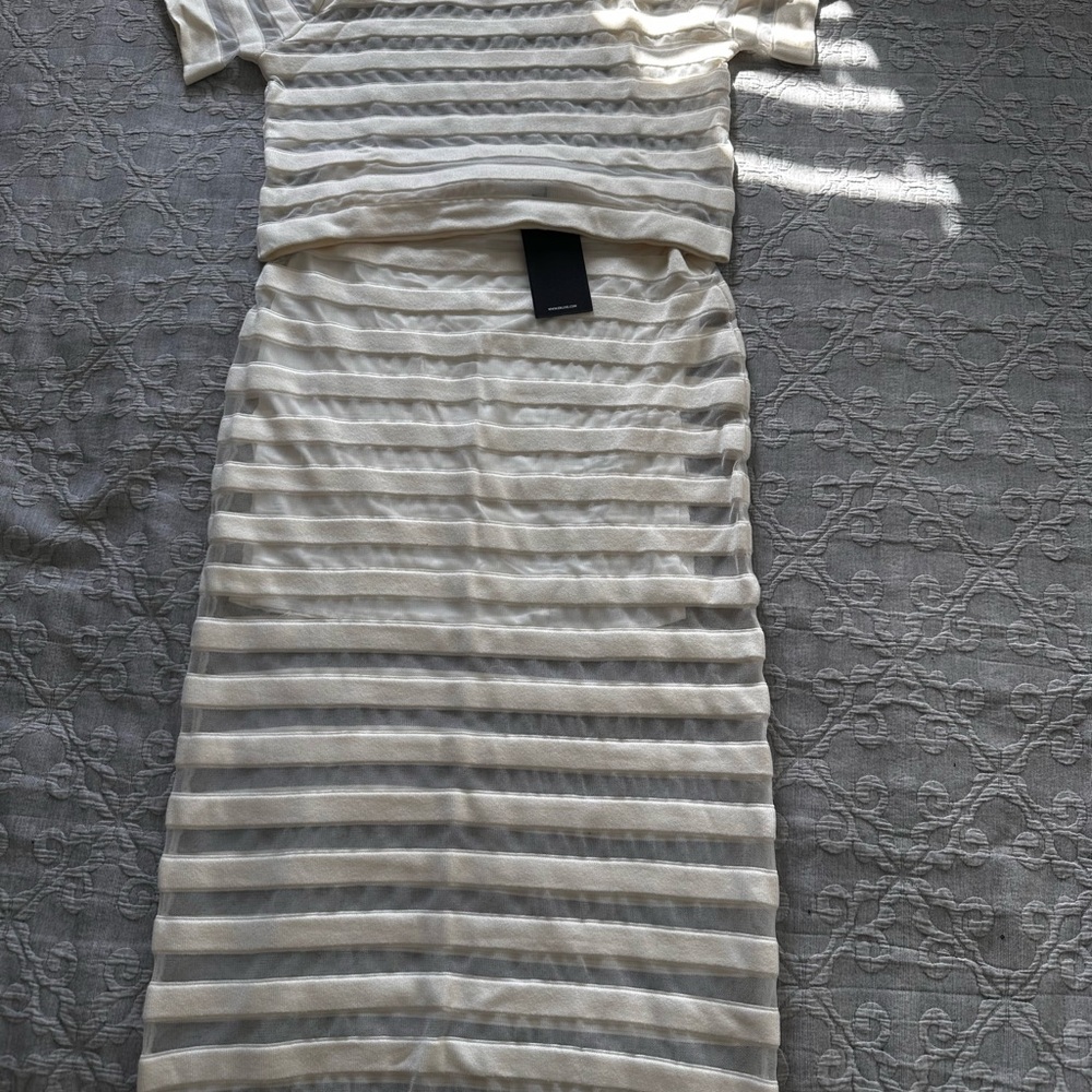 Elegant White Striped Dress